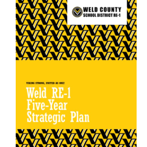 An image of the cover of the Weld RE-1 Five Year Strategic Plan